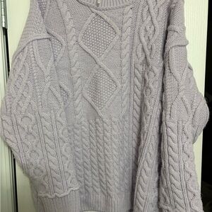 Free People 💜 Soft Lilac Cable Knit Sweater